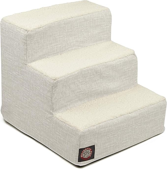Majestic Pet Portable Pet Stairs | Soft Sherpa Steps Foam Feeling | Steps for Dogs & Cats | Dog & Cat Ramp | Indoor Only | Max Weight: up to 250 Lbs, 3 Step, Palette Heathered Gray