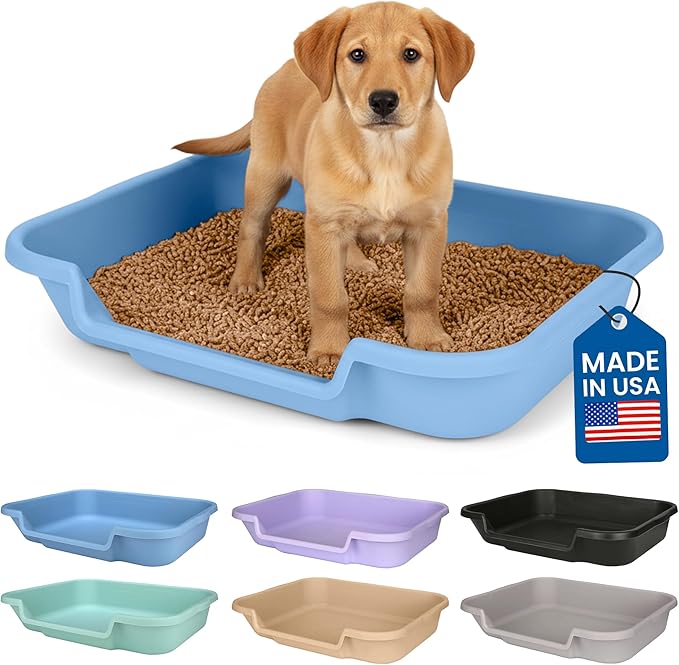 Dog Litter Box, Blue Color, Large Size, Durable & Pet Safe Puppy Litter Box, Indoor Open Top Entry Dog Litter Pan, Comfortable for Dogs, Great for Dogs up to 20 lbs