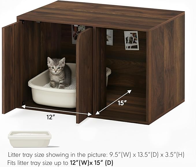 Furinno Peli Litter Box Enclosure, Small, Columbia Walnut