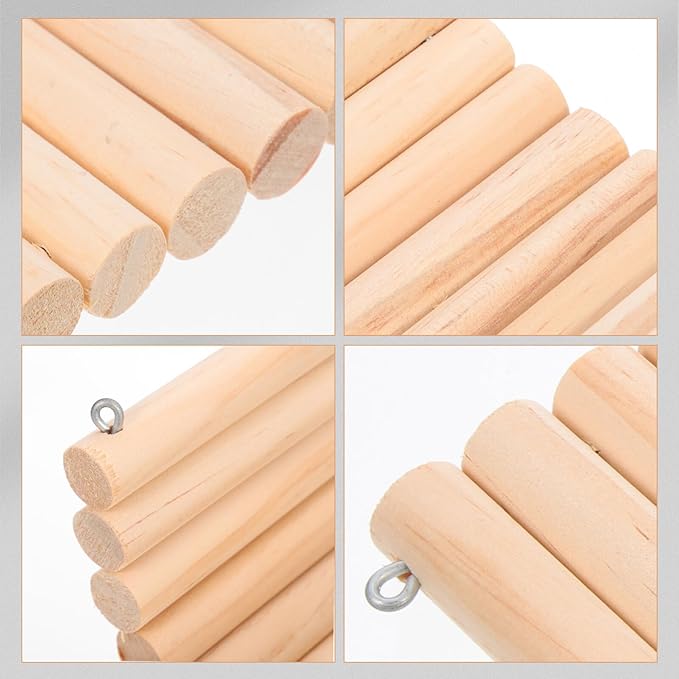 BESPORTBLE Bite-Resistant Wooden Hamster Ladder for Climbing and Exercise Easy Installation Multi-Function Natural Wood Ladder Plaything for Small Pets and Birds Cage Accessory