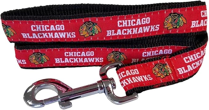 Pets First NHL Chicago Blackhawks Leash for Dogs & Cats, Large. - Walk Cute & Stylish! The Ultimate Hockey Fan Leash!, 6 ft Long x 1 in Width, BHK-3031-LG