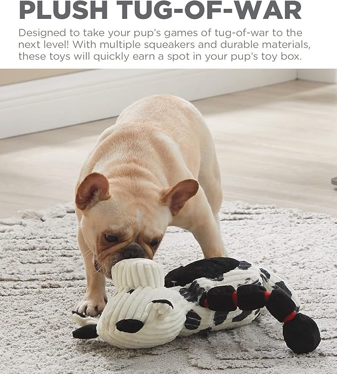 Charming Pet Thunda Tugga Cow Plush & Squeaky Dog Tug Toy (Pack of 2)