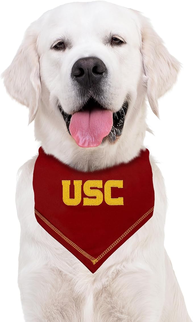 Pets First NCAA USC Trojans TIE Bandana, Size Large/X-Large. Dog Bandana Scarf Bib for Pet Cat Dog. The Ultimate Game-Day, Party Bandana