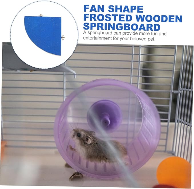 Mikikit Fan Shape Frosted Wooden for Small Pets Pet Cage Platform for Parrots Hamsters Fun and Decoration Supplies Random Color