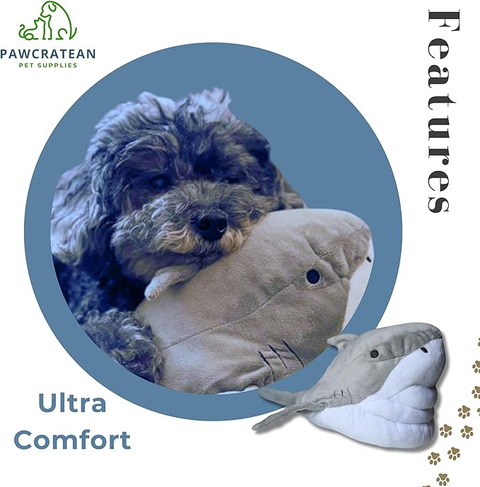 7" Squeaky Plush Toy For Puppies Small Dogs Self Etertainment Washable Soft High Quality Made [PET ONLY] (Grey Shark)