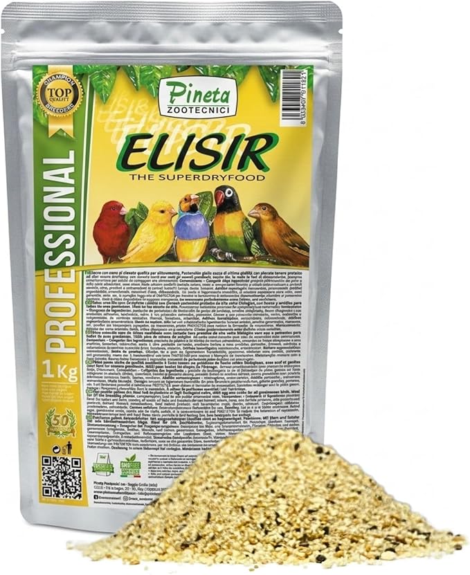 Elisir is an Egg Paste High in Protein and Fat Ideal for Canary, Finch and Pigeon, Bird Food, Egg and Seed Based Food, Food for Chicken and Poultry, Pet Food, 1Kg Bag