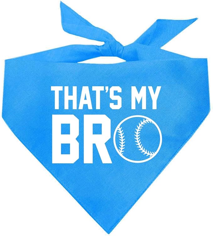 That's My Bro Dog Bandana | 100% Cotton Adjustable Triangle | Made in USA | Baseball| Sports | Biggest Fan | Game Day | Turquoise, X-Small (535)