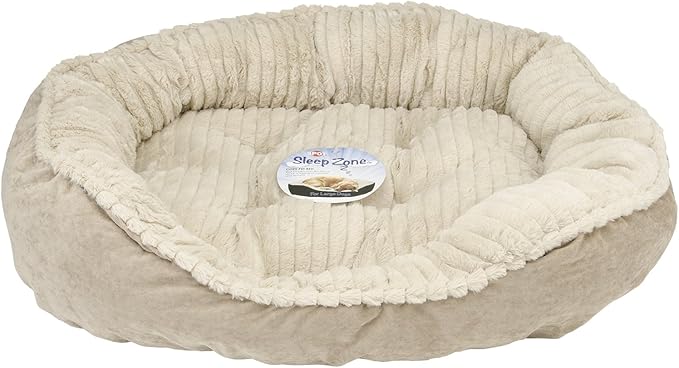 SPOT Sleep Zone Faux Suede Carved Plush Lounger, Cuddler, Napper Dog Bed - Fabric Bottom - 21X17 Inches/Tan/Attractive, Durable, Comfortable, Washable.