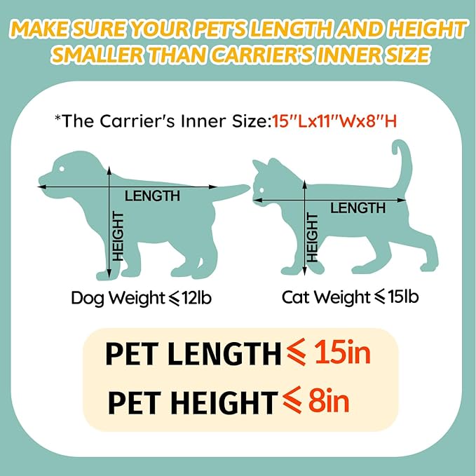 Petskd Pet Carrier 18x13x9.5 Southwest Airline Approved, Pet Travel Carrier Bag for Small Cats and Dogs, Soft Dog Carrier for 1-15 LBS Pets,Dog Cat Carrier with Safety Lock Zipper (Black)