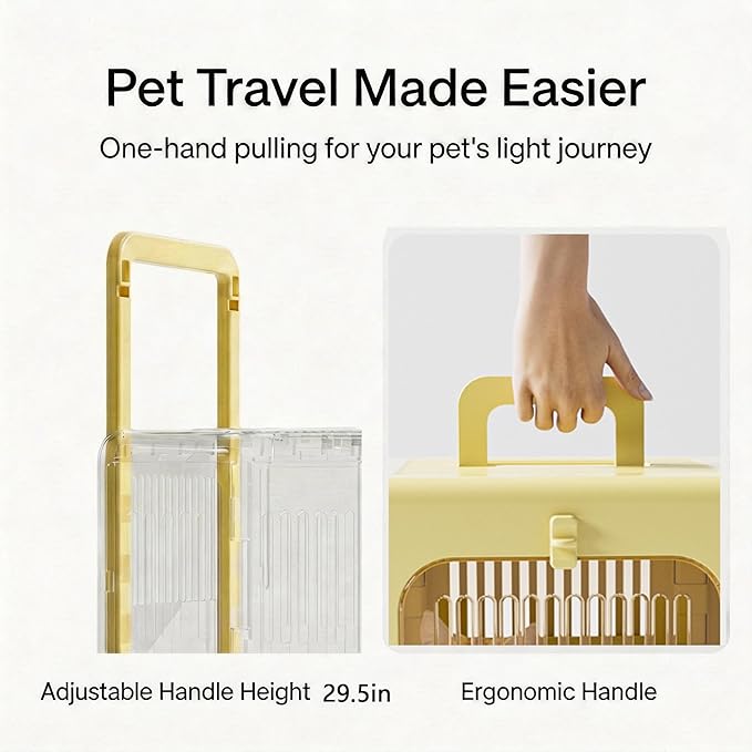 Cat Stroller, Breathable Foldable Cat Carrier with Wheels for Small Dogs and Cats, and Features a Comfortable Viewing Window Suitable for Cats Under 22 pounds (White)