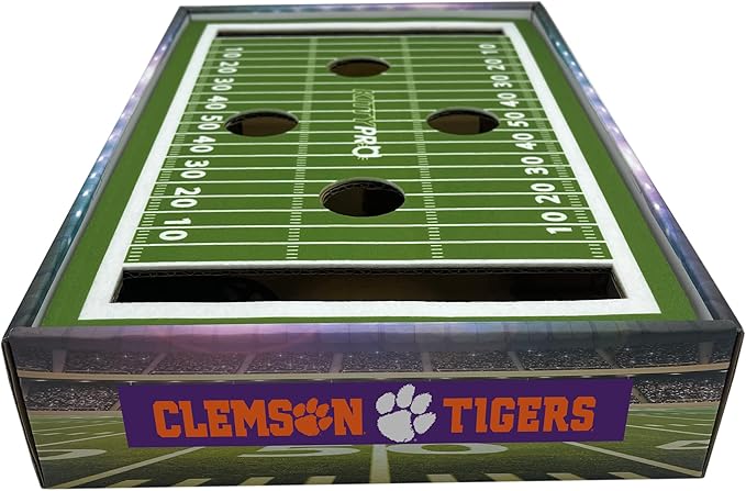 Pets First NCAA Clemson Tigers Cat Scratcher Box, Game Day Cat Toy, NCAA Football Field Designed Cat Scratcher and Lounge, Stimulating Cat Game