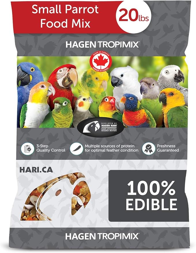Hari Hagen Tropimix Enrichment Food for Small Parrots, 20 lb. (9.07 kg) - HARI Small Parrot Food with Seeds, Fruit, Nuts, Vegetables, Grains, and Legumes