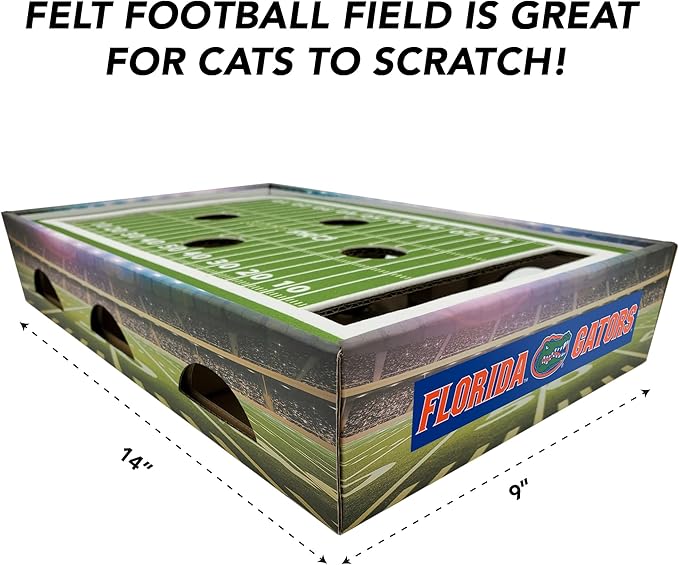 Pets First NCAA Florida Gators Cat Scratcher Box, Game Day Cat Toy, NCAA Football Field Designed Cat Scratcher and Lounge, Stimulating Cat Game