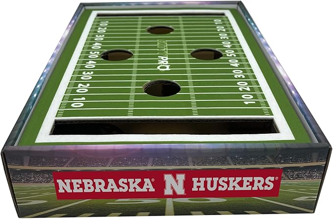 Pets First NCAA Nebraska Cornhuskers Cat Scratcher Box, Game Day Cat Toy, NCAA Football Field Designed Cat Scratcher and Lounge, Stimulating Cat Game