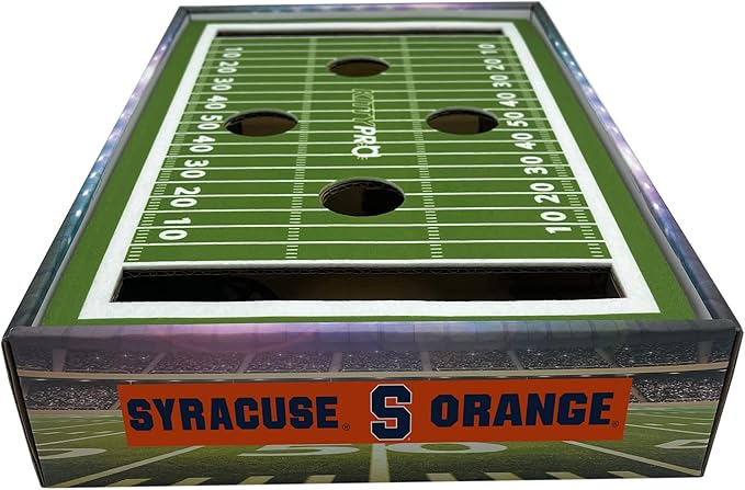 Pets First NCAA Syracuse Orange Cat Scratcher Box, Game Day Cat Toy, NCAA Football Field Designed Cat Scratcher and Lounge, Stimulating Cat Game