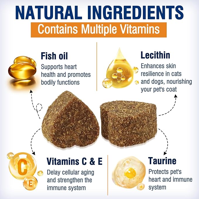 Cat Skin and Coat Healthy Chews, Crunchy Treats with Vitamin E, Omega 3, Moisturizes Skin & Promotes Shiny Hair, Reduces Shedding for Cats, Cat Supplements - Chicken 300g (L3)