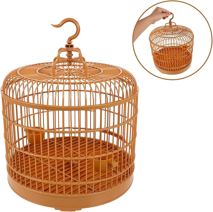 Luxshiny Hanging Bird Cage for Small Parakeets and Parrots, 29.5-inch Dome Top Decorative Outdoor Birdcage with Portable Handle, Suitable for Small to Medium Pet Birds