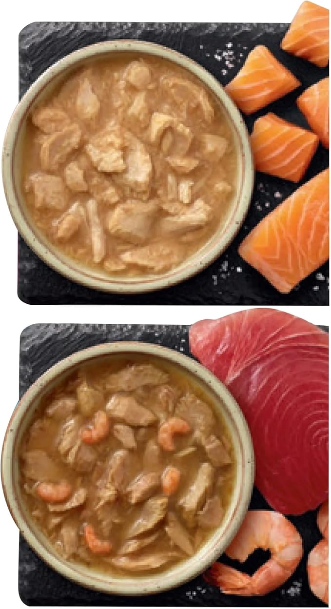 Pure Balance Gourmet Cat Treat Starters, Salmon, Tuna & Shrimp Variety Pack, Wet Cat Treat Topper, High Protein, 5 Count, 1.4 oz Pouches (4-Pack)