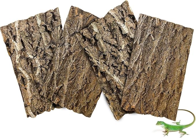 Yardwe Tree Bark Fish Tank Decoration 4 Pcs Aquarium Background for Reptiles and Aquatic Pets Natural Cork Bark Easy to Install 5.9X5.9X0.78 Inch