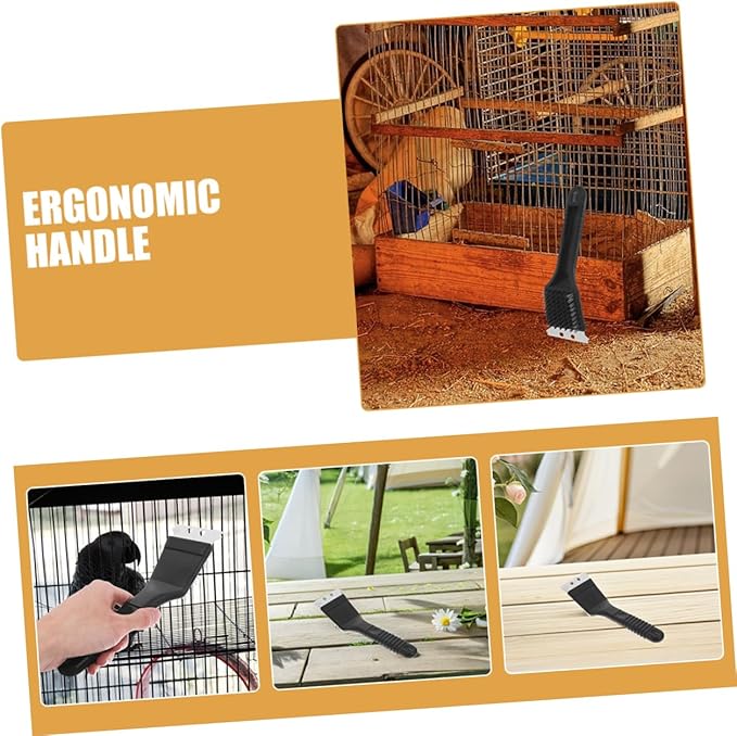 VANZACK 2Pcs Stainless Steel Bird Cage Cleaning Brush Ergonomic Long Handle Tool for Efficient Birdcage Maintenance Droppings Removal for Parrot Pet Cage Cleaning