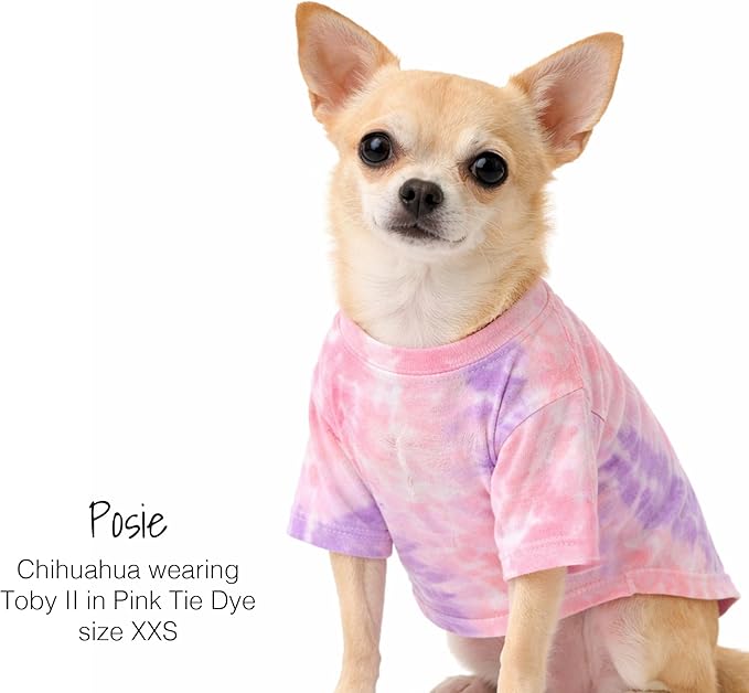 Pet Passion Toby II - The Perfect Tee, 3 Pack Short Sleeve Pet T-Shirt 100% Organic Cotton Tees Clothes for Small, Medium, Large Dogs, Pink Tie Dye, XX-Small (4-7 lbs)