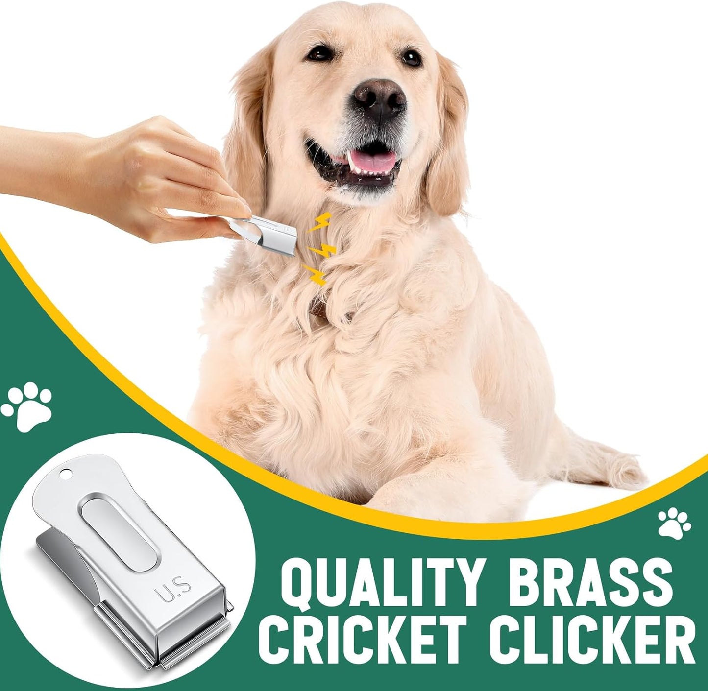2 Pieces Brass Pet Training Clicker Signaling Cricket Clicker Metal Dog Clicker for Puppy Cats Trainer Pet Owners (Silver)