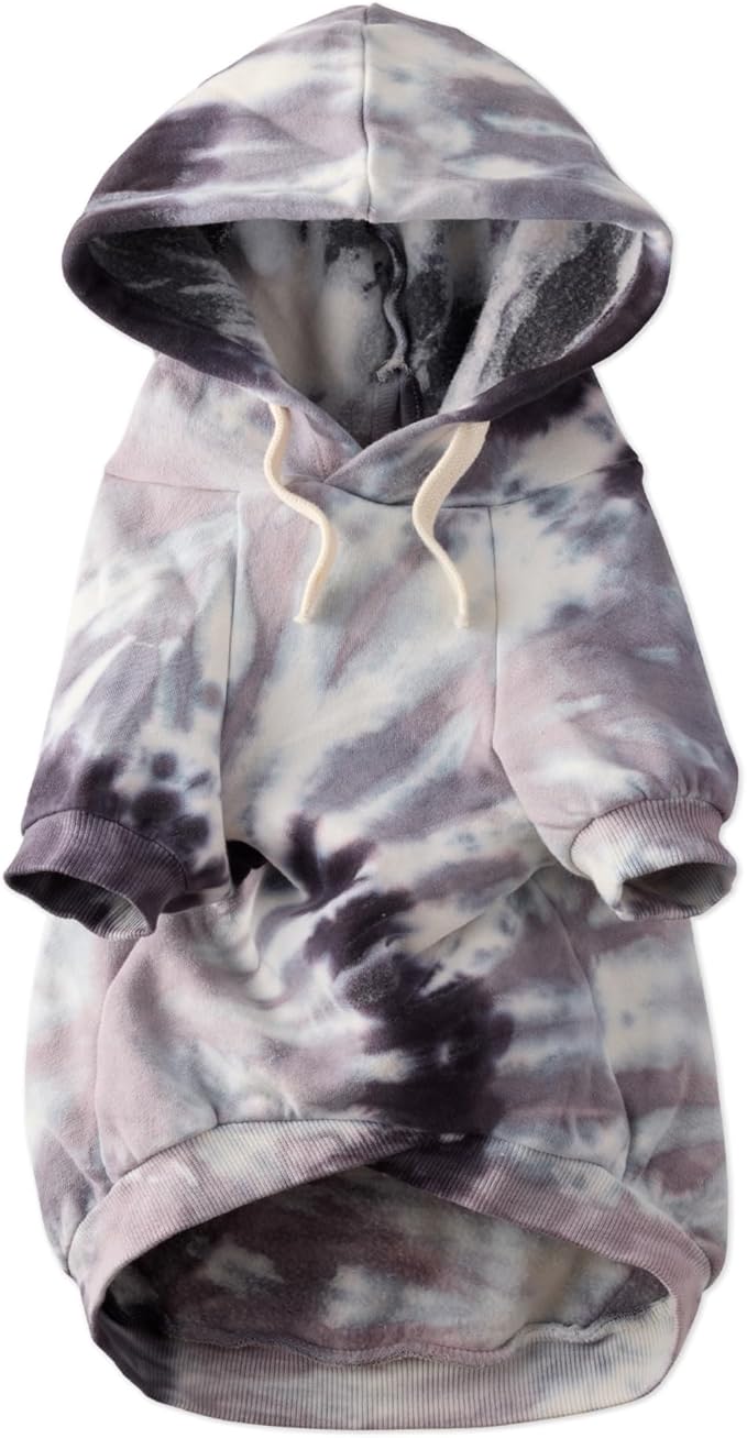 Pet Passion Rocky II - The Extra Plush Comfy Hoodie, Organic Cotton and Recycled Poly Dog Hoodie Pet Coat Sweater for Small, Medium, Large Dogs, Black Tie Dye, XX-Large (70-110 lbs)