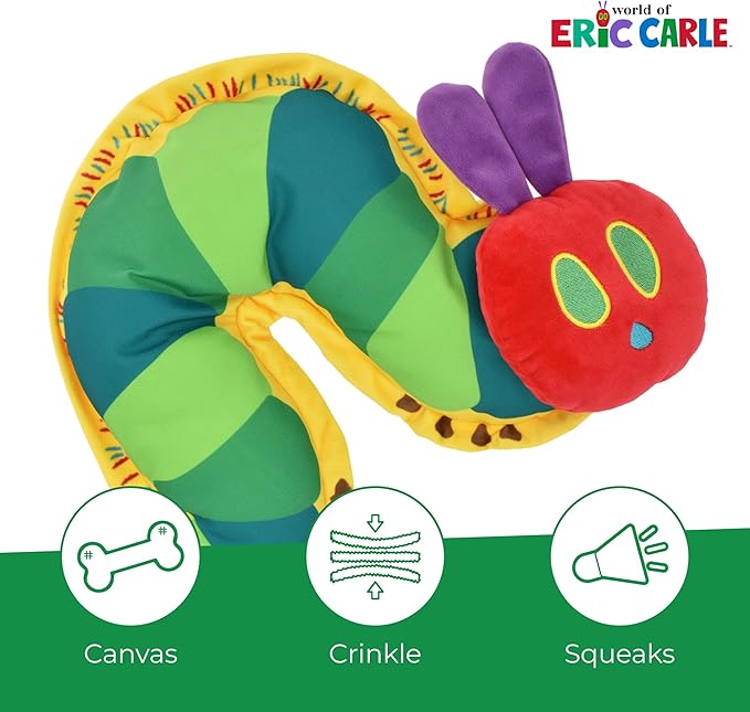 Multipet Eric Carle Very Hungry Caterpillar Crinkle Flattie 7" Dog Toy