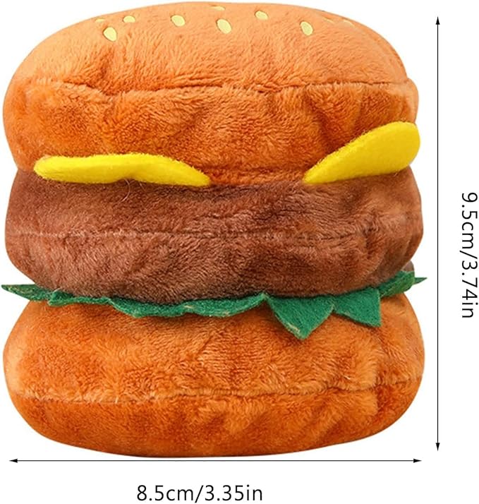 Hamburger Shape Dog Plush Squeaky Toy, Dog Squeak Toy for Pet Biteable Plush Chewing Squeeze Hamburger Bone Toy Biting Resistant Cat Soft Pet for Dogs, Squeak Toys