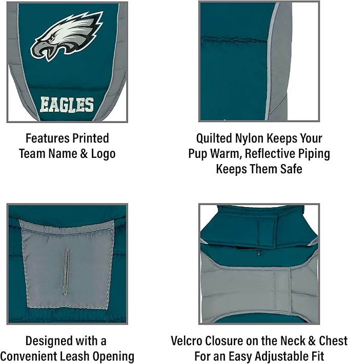 Pets First Pets NFL Licensed Dog & Cat Vest Pet Puffer Down Coat Jacket, Team Color, Medium US