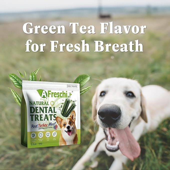 A Freschi srl All Natural Dog Chews, USA-Sourced Trukey, Hypoallergenic, Dog Treats for Puppies and Adult Dogs, Grain-Free, Signature Series, Turkey Dental Sticks 2.2 lb