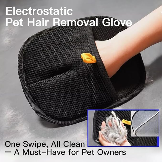 Pet Hair Removal Glove, Reusable Pet Grooming Mitt for Dogs and Cats, Effectively Removes Hair from Clothing Couch Carpet Car Seat (1 Pack)