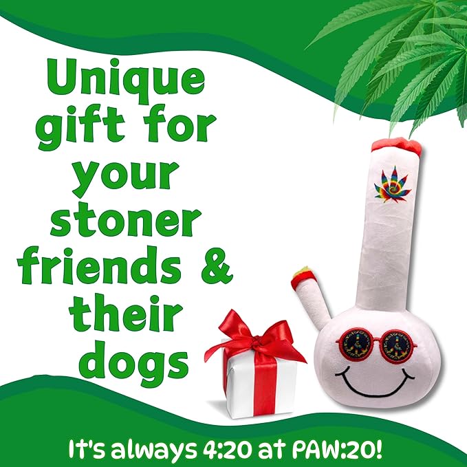My Name is Billie, Funny Squeaky Weed Dog Toy, Cute Stuffed Parody Pot Bong, Cool Plush 420 Novelty Gift for Pets & Their Owners, Sized for Puppies & Small, Medium & Large Breeds, Fetch & a Photo Prop