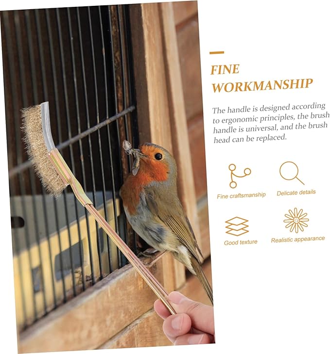 Toddmomy 1Set Cage Clean Brush for Birds Durable Wire Brush with Handle Angled Heads for Parrot Cage Cleaning Bird Cage Supplies