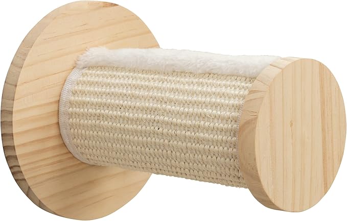 Trixie Cat Wall Furniture Set 3 - Cat Wall Scratcher and Climbing Shelves - Sisal Rope Scratching Posts - 3 Elevated Steps - Natural/White