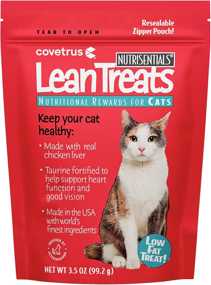 Covetrus Nutrisential Lean Treats for Cats - Soft Cat Treat for Small, Medium, Large Cats - Nutritional Low Fat Bite Size - Chicken Flavor - 10 Pack - 3.5oz