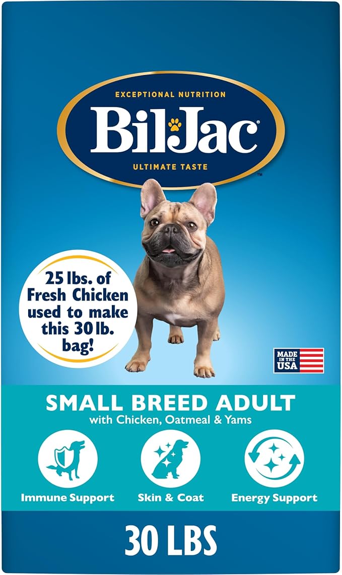 Bil-Jac Small Breed Adult Dry Dog Food | Chicken | Oatmeal & Yams Recipe | 30 lb