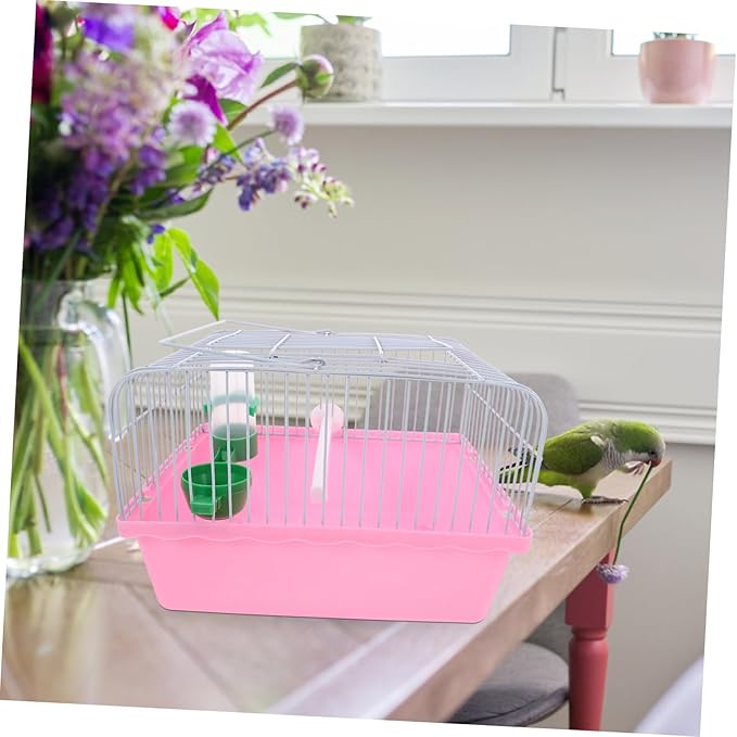 Milisten Portable Bird Cage for Lovebirds Spacious Travel Carrier with Perch Food Box Waterer Lightweight Construction for Birds Pets