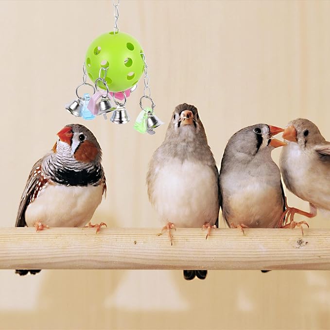 Parrot Colorful Bell Hanging Bird Cage Chew Bite Ball for Pet Birds Cage Decoration