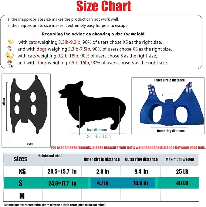Cat and Dog Grooming Hammock with Safety Belt for Nail Clipping、Grooming,Cat Bathing Bag for cat Nail Trimming,Cat Claw Care Bag, Dog Grooming Harness（S,Be Sure to Check The Size Chart）
