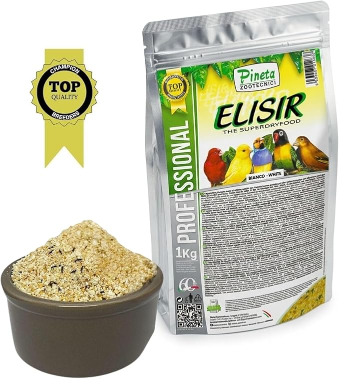 PINETA Elisir Superdryfood White 1 Kg - Egg Paste, High Protein & Fat Bird Food for Breeding and Daily Feed for Canaries Finches Parrots and Other Small Birds No Color Added
