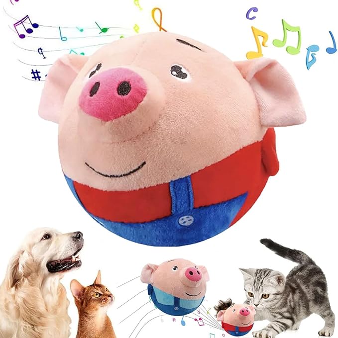 Interactive Dog Toys - Active Moving Pet Plush Toy Ball Washable Cartoon Electronic Bounce Toy Active Rolling Ball for Dog, Cats(A)