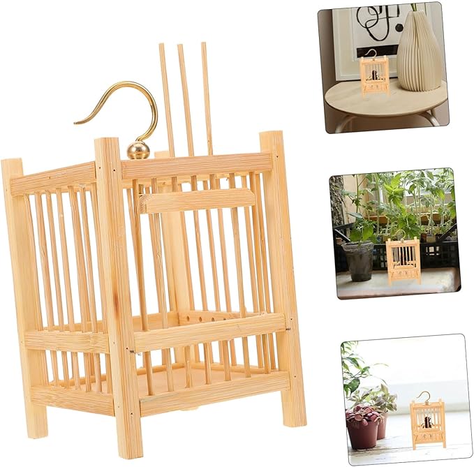 Mini Cricket Habitat Bamboo Mesh Cage Portable Storage Box for Observation