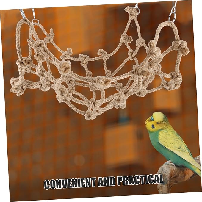 Abaodam Parrot Climbing Net Hammock Wear Bird for Pet Birds Hanging Accessory for Cage Sturdy Climbing Net for Parrots and Squirrels for Active Playtime