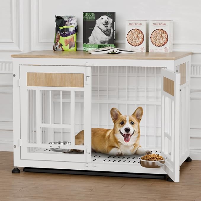 Heavy Duty Dog Crate Furniture for Large Dog, 48 Inch Decorative Pet House End Table, Large Wooden Cage Kennel for Dogs Furniture Indoor