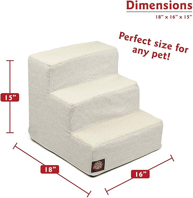 Majestic Pet Portable Pet Stairs | Soft Sherpa Steps Foam Feeling | Steps for Dogs & Cats | Dog & Cat Ramp | Indoor Only | Max Weight: up to 250 Lbs, 3 Step, Palette Heathered Gray