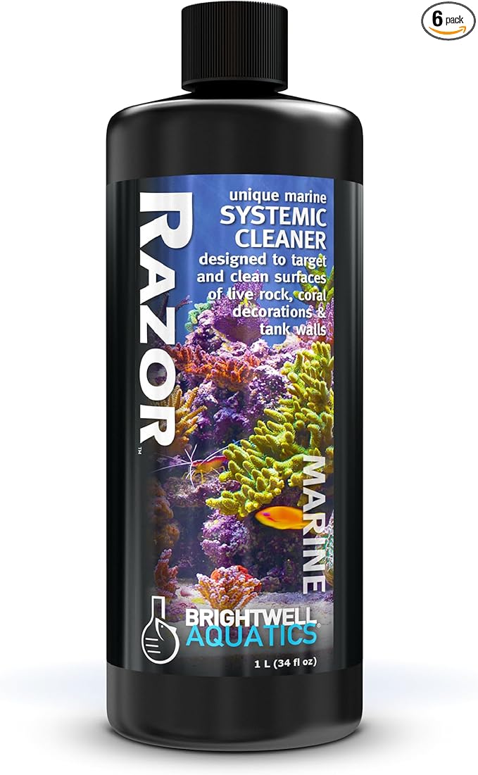 Brightwell Aquatics - Razor Marine - Unique Systemic Fish Tank Cleaner for Marine Aquariums - Aquarium Water Treatments, 33.8 fl oz