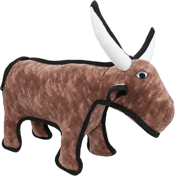 TUFFY - World's Tuffest Soft Dog Toy -Barnyard- Multiple Layers. Made Durable, Strong & Tough. Interactive Play (Tug, Toss & Fetch). Machine Washable & Floats. (Bull, Medium 2 Pack)