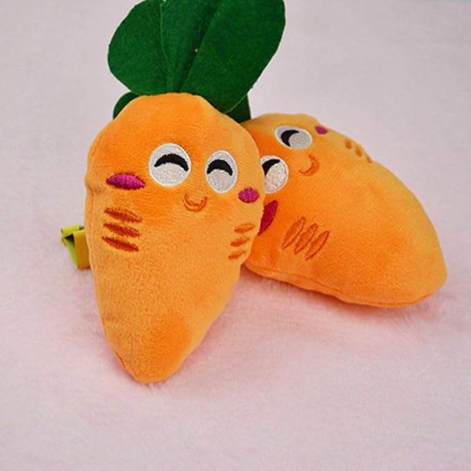 Bluelanss Soft Puppy Pet Supplies Cute Carrot Plush Chew Squeaker Sound Squeaky Toys for Dog Cat Birthday Xmas Gifts (Orange)