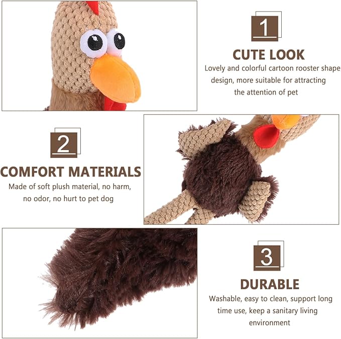 ibasenice Dog Chew Toy Rooster Shape 17.71 Inch – Teeth Cleaning & Jaw Muscle Exercise for Aggressive Chewers – for Dogs, Puppies, Cats
